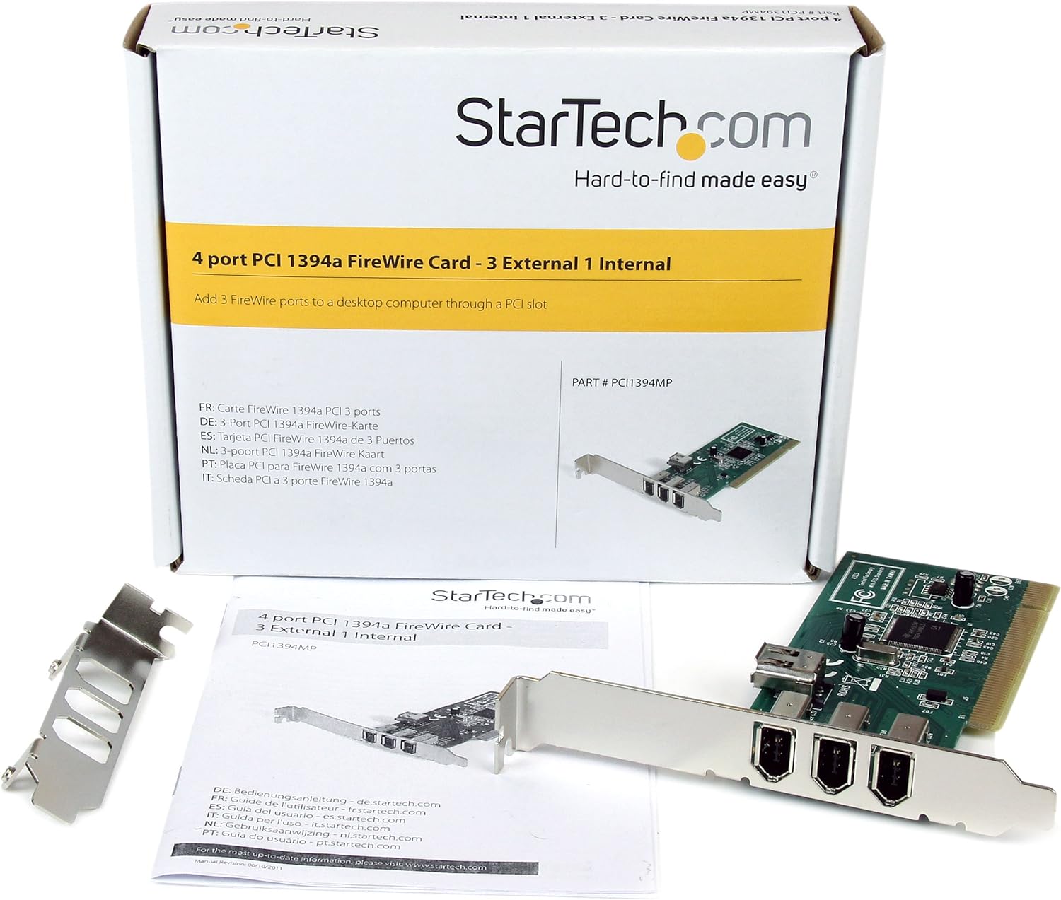 StarTech.com 4 port PCI 1394a FireWire Adapter Card - 3 External 1 Internal FireWire PCI Card (PCI1394MP