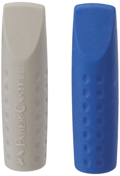 Faber-Castell Eraser Cap 2001 Twin Pack (2 pieces = 1 bag) red/grey or blue/grey assorted