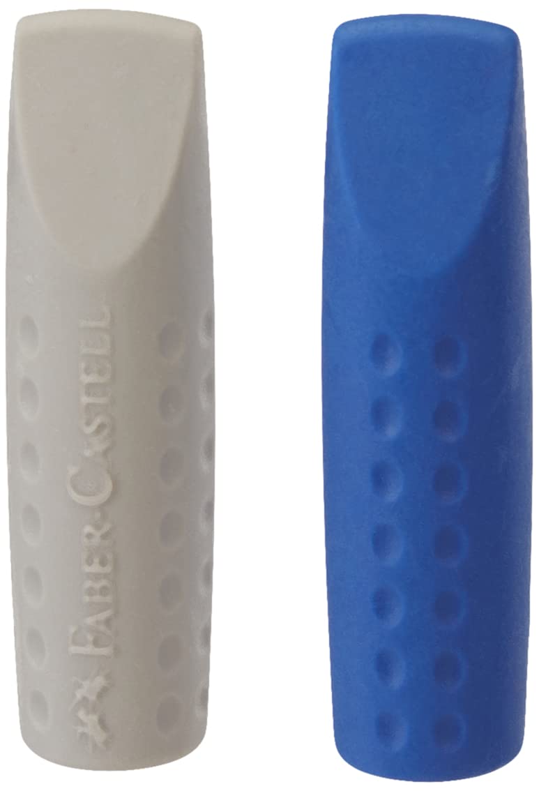 Faber-Castell Eraser Cap 2001 Twin Pack (2 pieces = 1 bag) red/grey or blue/grey assorted