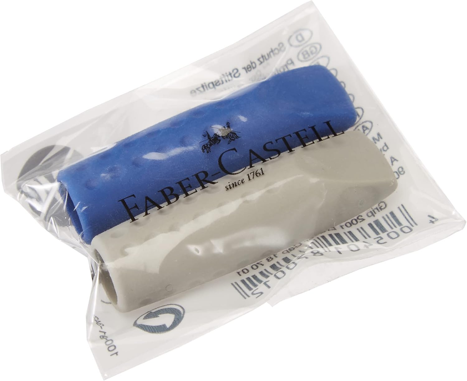 Faber-Castell Eraser Cap 2001 Twin Pack (2 pieces = 1 bag) red/grey or blue/grey assorted