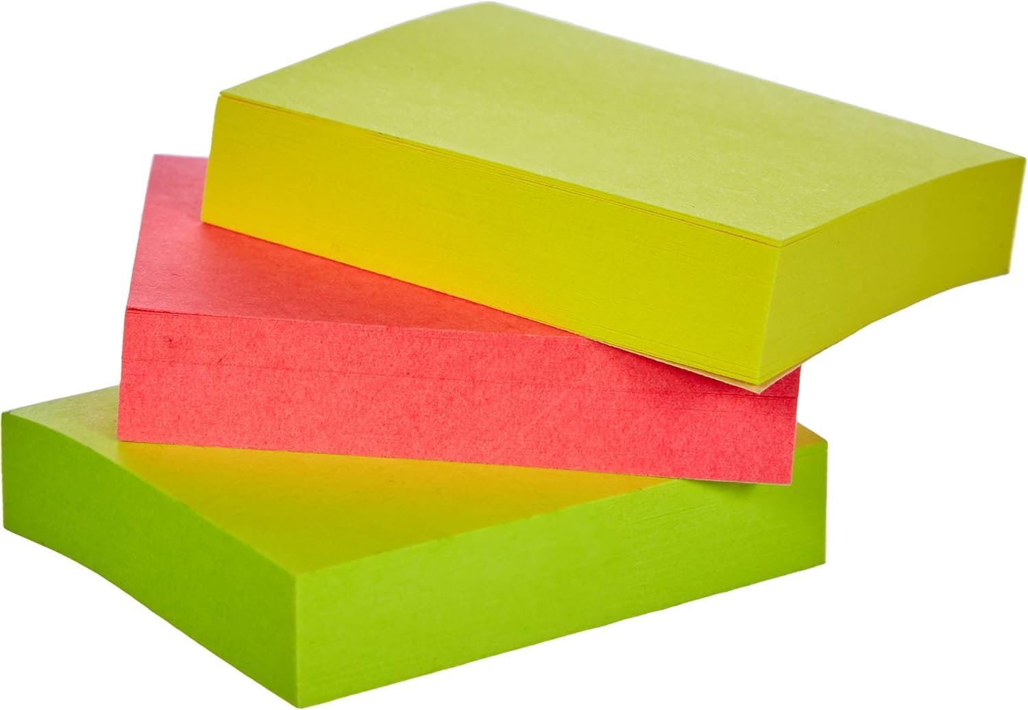 Post-it Notes, Assorted Neon Colours Yellow, Pink, Green, 3 Pads 38 mm x 51 mm, 100 Sheets per Pad - Self-Sticking Notes for Walls, Monitors and Fridge