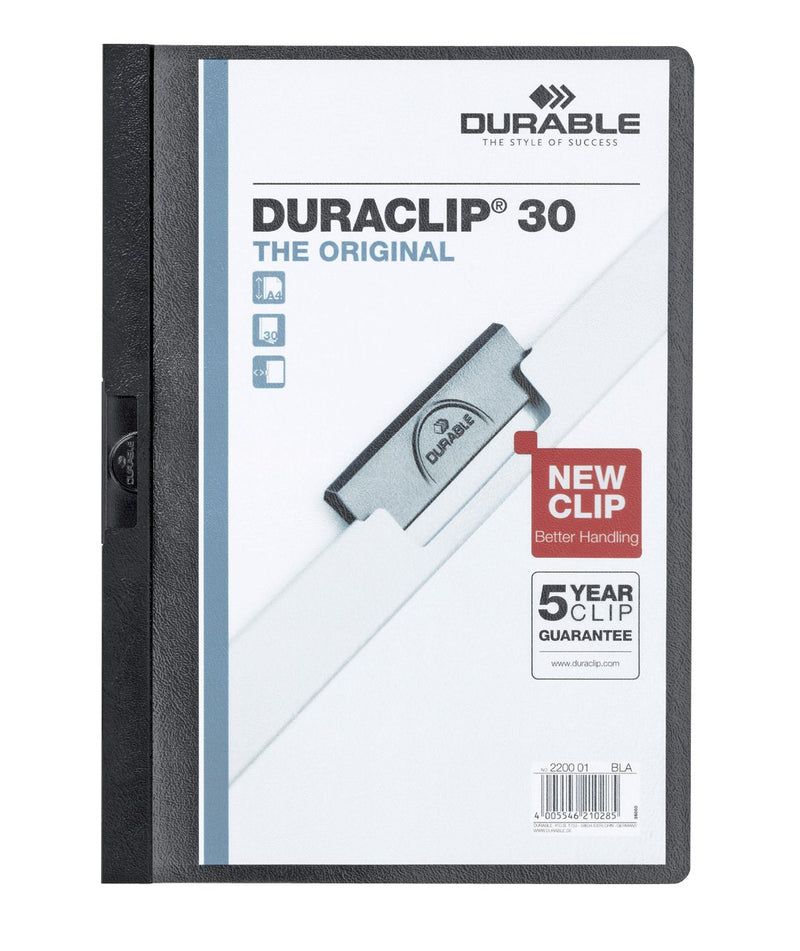 Durable DURAClip 30 A4 Clip Folder | Holds Up to 30 Sheets of A4 Paper | Robust Metal Sprung Clip