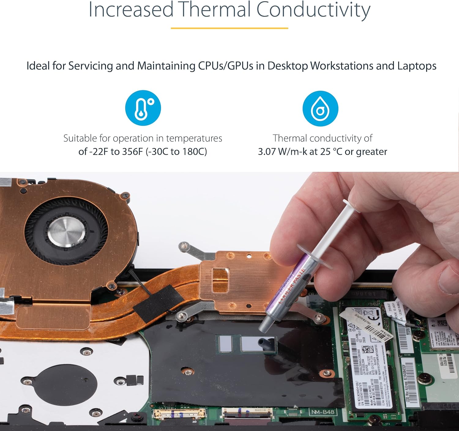 StarTech.com Thermal Paste, Metal Oxide Compound, Re-sealable Syringe (1.5g), CPU/GPU Thermal Grease Paste (SILVGREASE1