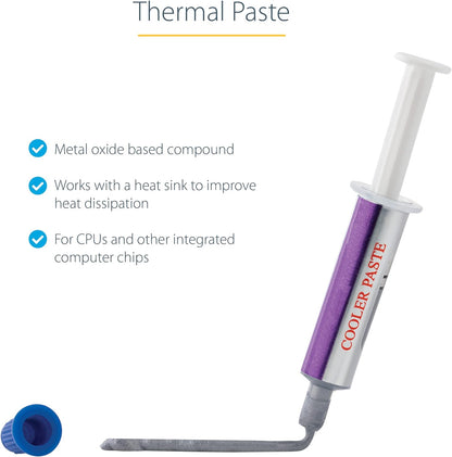 StarTech.com Thermal Paste, Metal Oxide Compound, Re-sealable Syringe (1.5g), CPU/GPU Thermal Grease Paste (SILVGREASE1