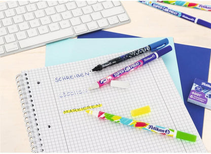 Pelikan 921742 - Corrector bolígrafo Super Pirat 850B de tinta de doble punta, punta de pluma correctora F, 2 piezas, kit escolar