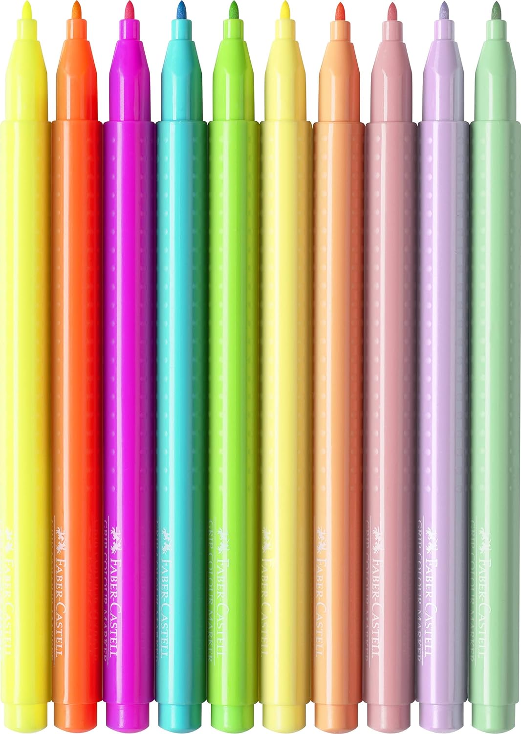 FABER-CASTELL 155312 - Grip Fasermaler Neon & Pastell, 10er Etui
