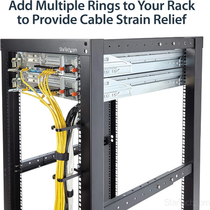 StarTech.com Anilla Pasacables en D Vertical de 1U para Gestión de Cableado en Armarios Racks de Servidores, Anillo Guiacables 4,5x10cm