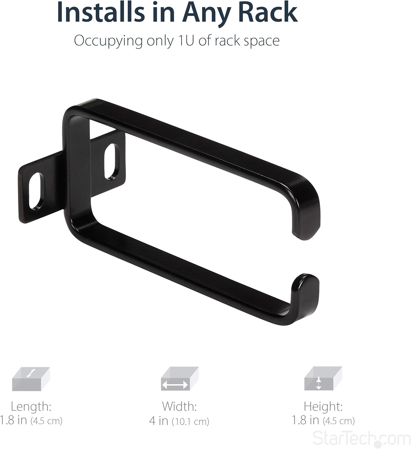 StarTech.com Anilla Pasacables en D Vertical de 1U para Gestión de Cableado en Armarios Racks de Servidores, Anillo Guiacables 4,5x10cm