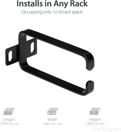 StarTech.com Anilla Pasacables en D Vertical de 1U para Gestión de Cableado en Armarios Racks de Servidores, Anillo Guiacables 4,5x10cm