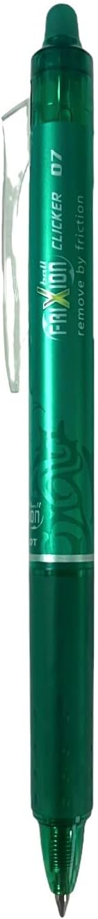 Pilot Frixion Clicker Retractable Erasable Rollerball 0.7 mm Tip - Green, Single Pen