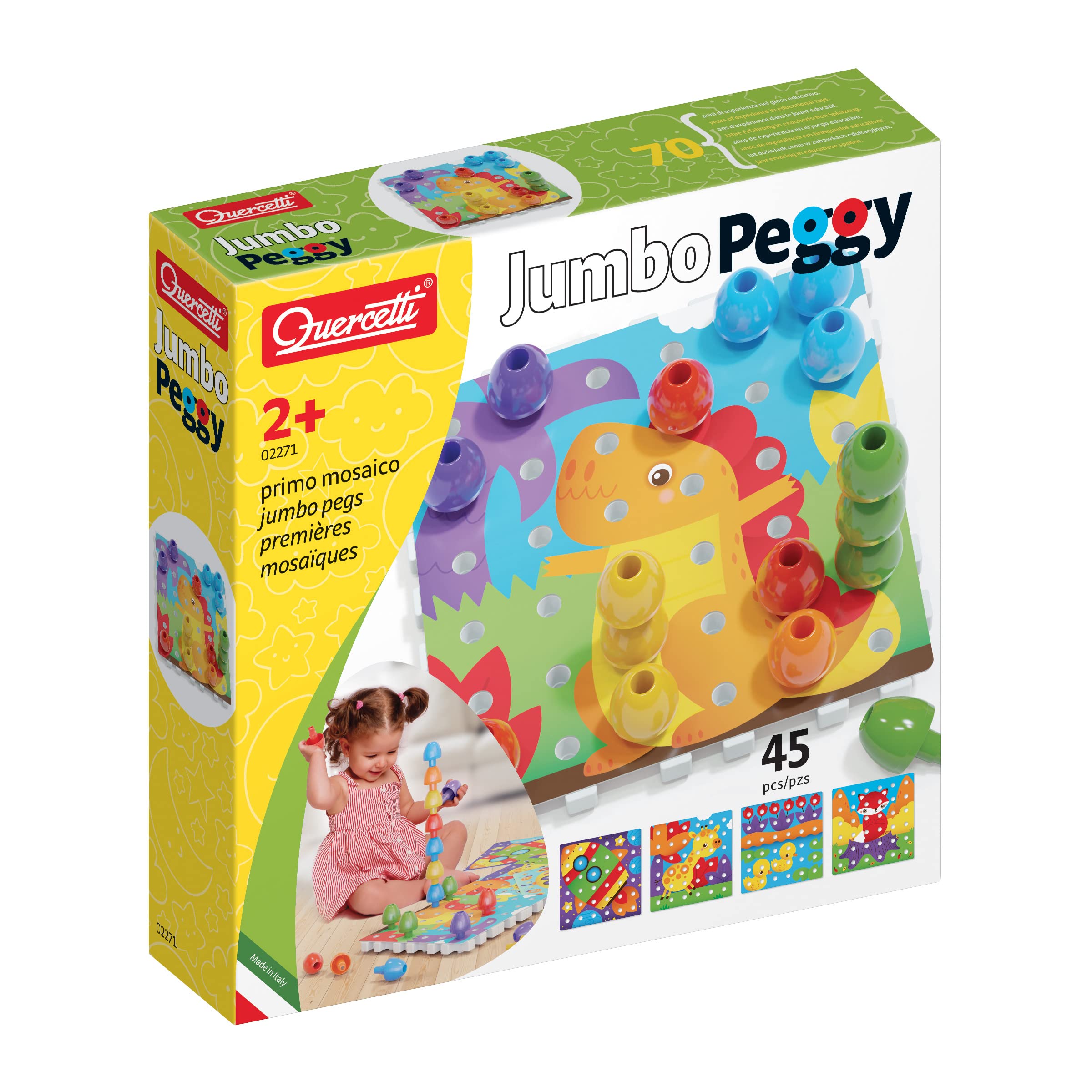 Quercetti 2271 Quercetti-2271 Jumbo Peggy-Early Learning Button Art Game Construction Plugging Toys