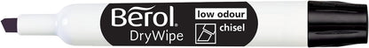 Berol DryWipe Whiteboard Marker Pens | Chisel Tip | Black Low-Odour Ink | 48 Count Dry Erase Markers