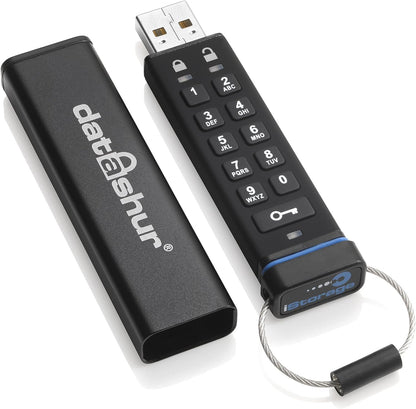 iStorage datAshur 8 GB Secure Flash Drive Password protected Dust & Water Resistant Portable Hardware Encryption
