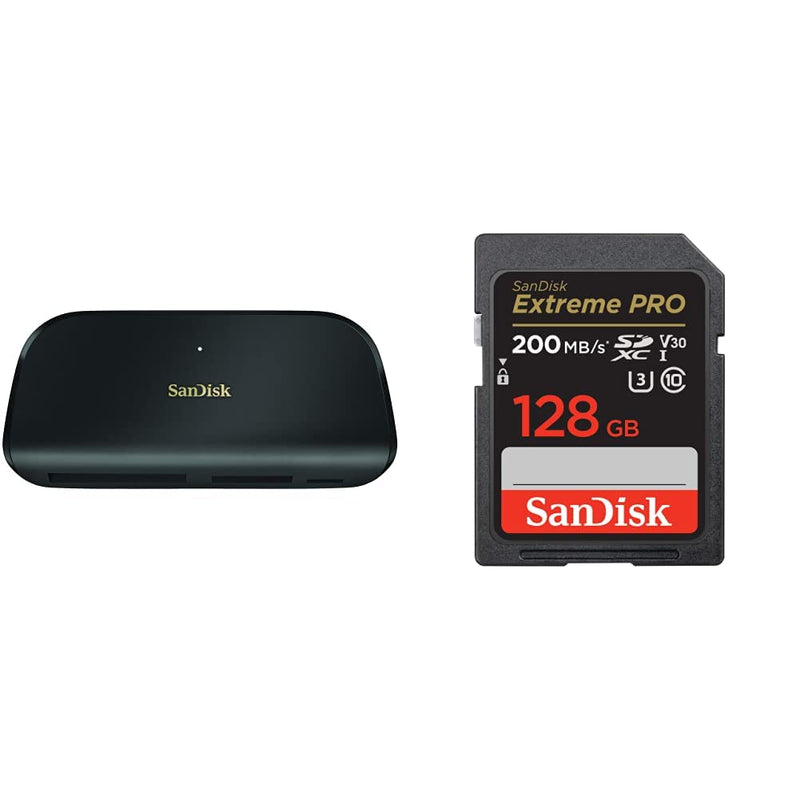 SanDisk ImageMate PRO USB-C Multi Card Reader/Writer, USB 3.0, up to 160MB/s, UHS-II & cards extreme pro 128gb sdhc memory card 200mb/s 90mb/s uhs-i class visita la store de sandisk + 128gb memory car
