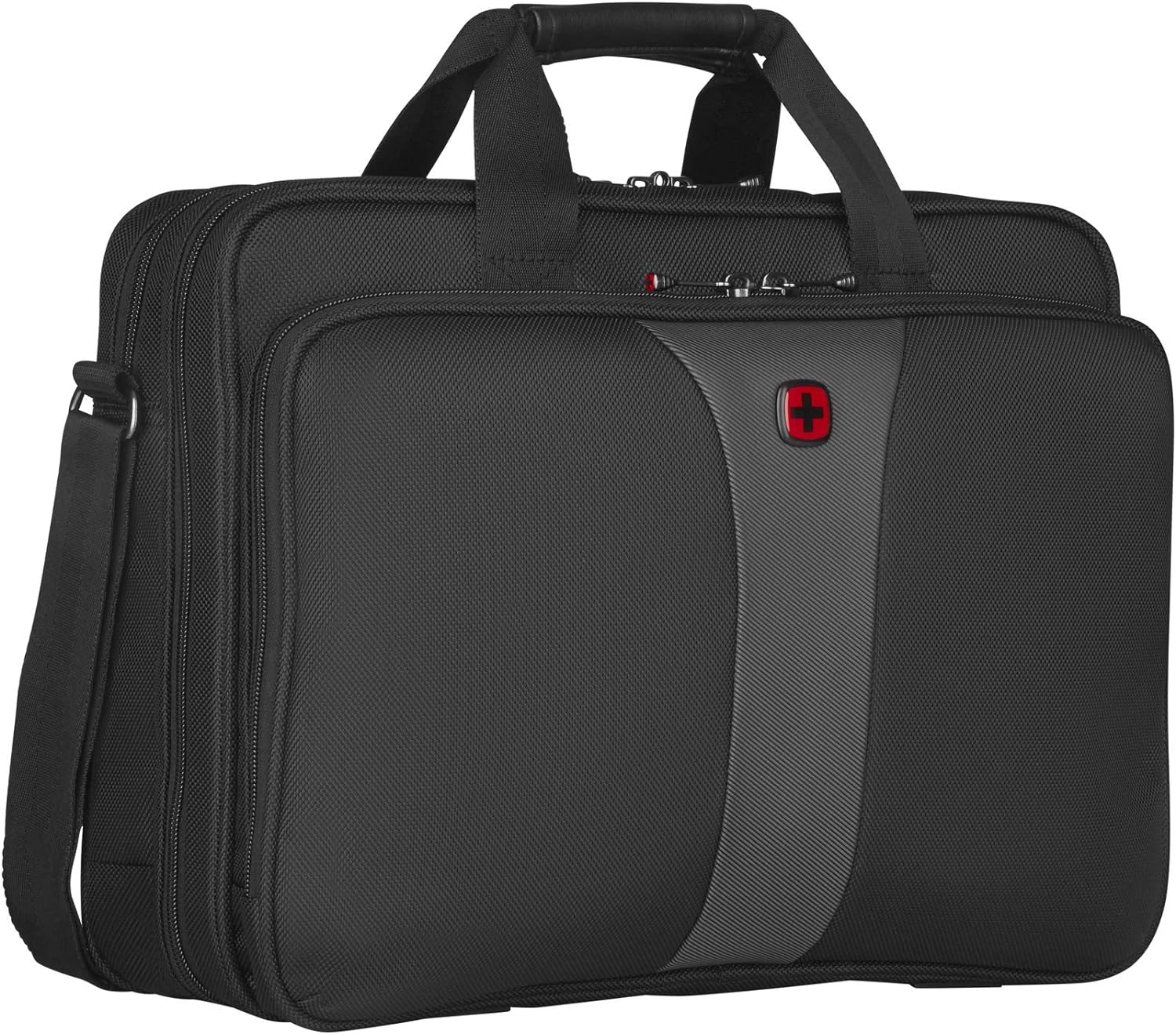 Wenger Legacy Briefcase, Laptop Bag over Shoulder, Fits up to 16″ Laptop, 15 l, Unisex, Ideal for Office Business Uni School, Black/Grey