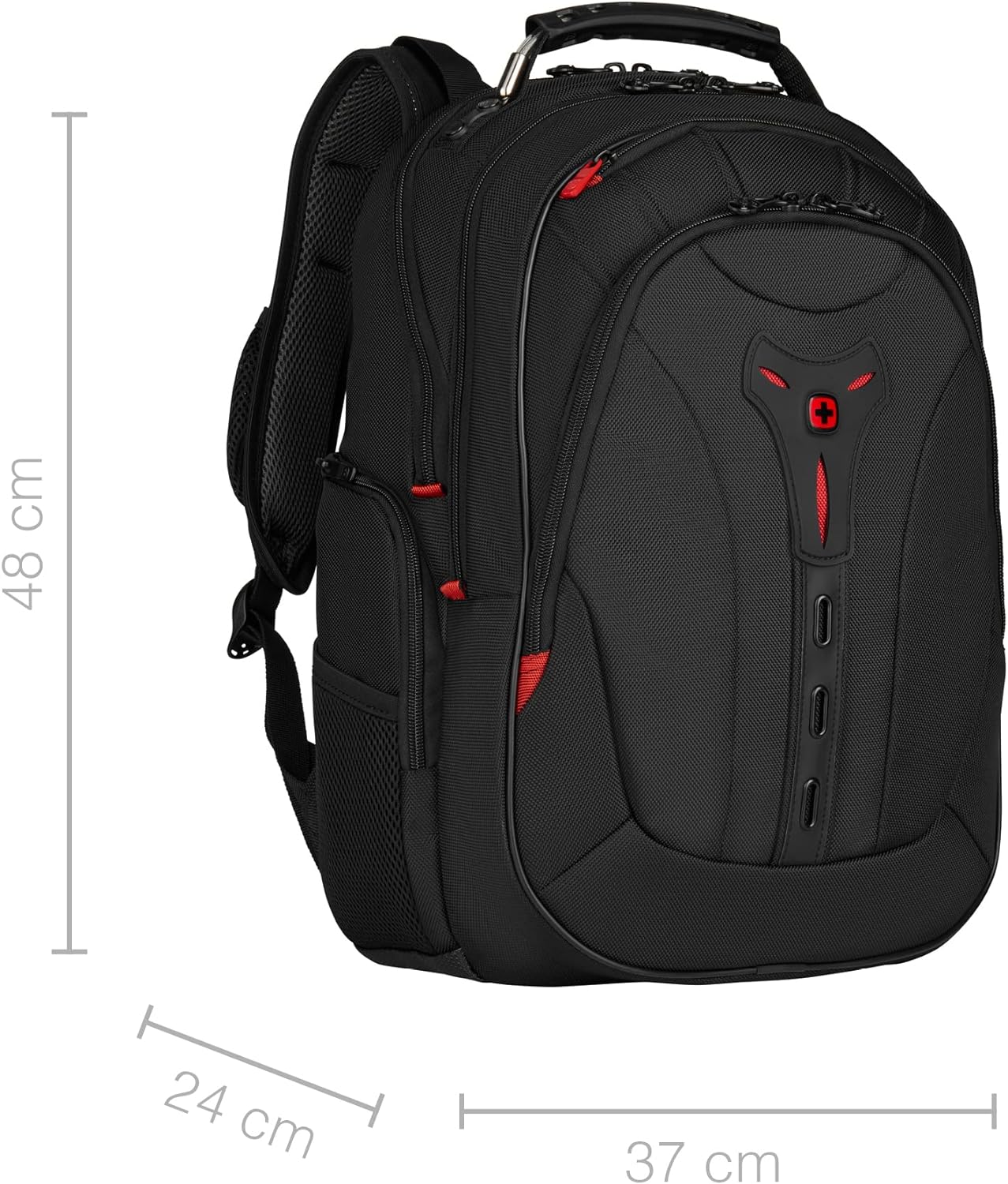 Wenger 606492 Pegasus Ballistic Deluxe 14'/16' Expandable Laptop Backpack, Padded Laptop Compartment with SmartCharge USB Port in Black (25 litres