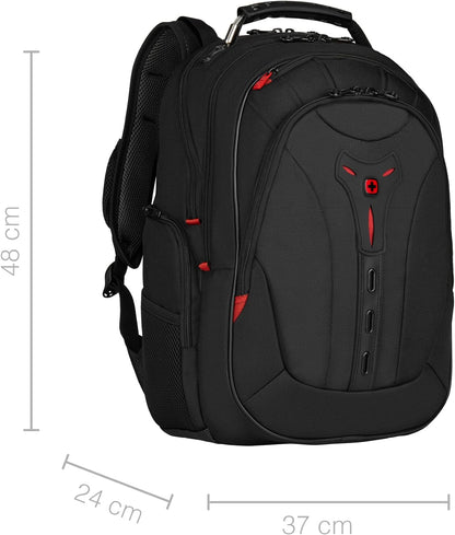 Wenger 606492 Pegasus Ballistic Deluxe 14'/16' Expandable Laptop Backpack, Padded Laptop Compartment with SmartCharge USB Port in Black (25 litres
