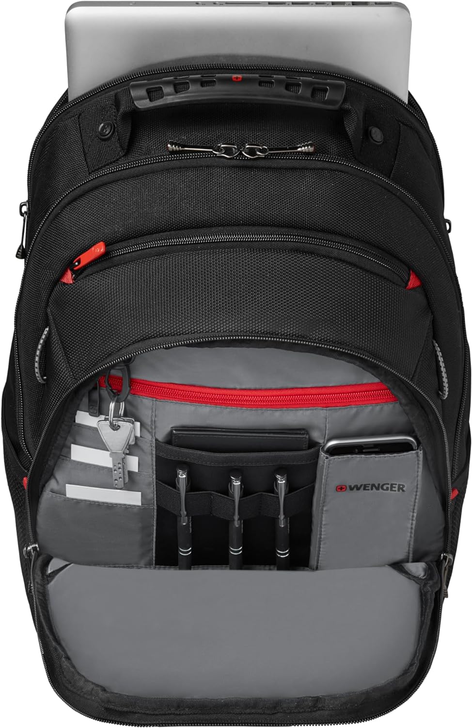 Wenger Legacy Laptop Backpack, Fits up to 16″ Laptop, 21 l, Unisex, Ideal for Business Uni School Travel, Black/Grey