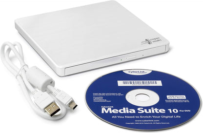 Hitachi-LG GP60 External DVD Drive, Slim Portable DVD Burner/Writer/Player for Laptop, Windows and Mac OS Compatible, USB 2.0, 8x Read/Write Speed