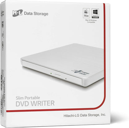 Hitachi-LG GP60 External DVD Drive, Slim Portable DVD Burner/Writer/Player for Laptop, Windows and Mac OS Compatible, USB 2.0, 8x Read/Write Speed
