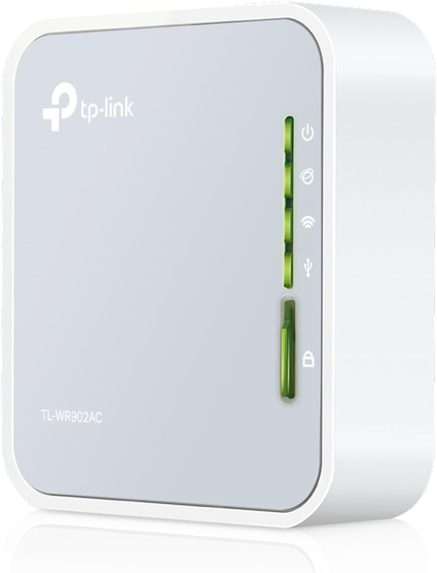 TP-Link AC750 Dual Band Wi-Fi Travel Router (Support Router Mode/Hotspot/Range Extender Mode/Client Mode/Access Point Mode, 1 USB 2.0 Port/1 Micro USB Port, 1 WPS Button, UK Plug (TL-WR902AC