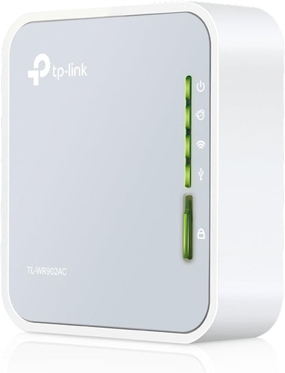 TP-Link AC750 Dual Band Wi-Fi Travel Router (Support Router Mode/Hotspot/Range Extender Mode/Client Mode/Access Point Mode, 1 USB 2.0 Port/1 Micro USB Port, 1 WPS Button, UK Plug (TL-WR902AC