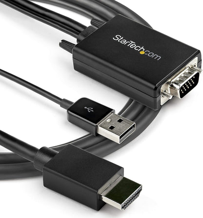 StarTech.com 2m VGA to HDMI Converter Cable with USB Audio Support & Power - Analog to Digital Video Adapter Cable to connect a VGA PC to HDMI Display - 1080p Male to Male Monitor Cable (VGA2HDMM2M