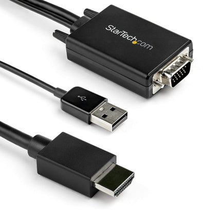 StarTech.com 2m VGA to HDMI Converter Cable with USB Audio Support & Power - Analog to Digital Video Adapter Cable to connect a VGA PC to HDMI Display - 1080p Male to Male Monitor Cable (VGA2HDMM2M
