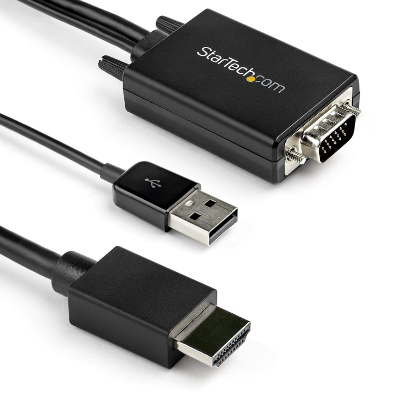 StarTech.com 2m VGA to HDMI Converter Cable with USB Audio Support & Power - Analog to Digital Video Adapter Cable to connect a VGA PC to HDMI Display - 1080p Male to Male Monitor Cable (VGA2HDMM2M