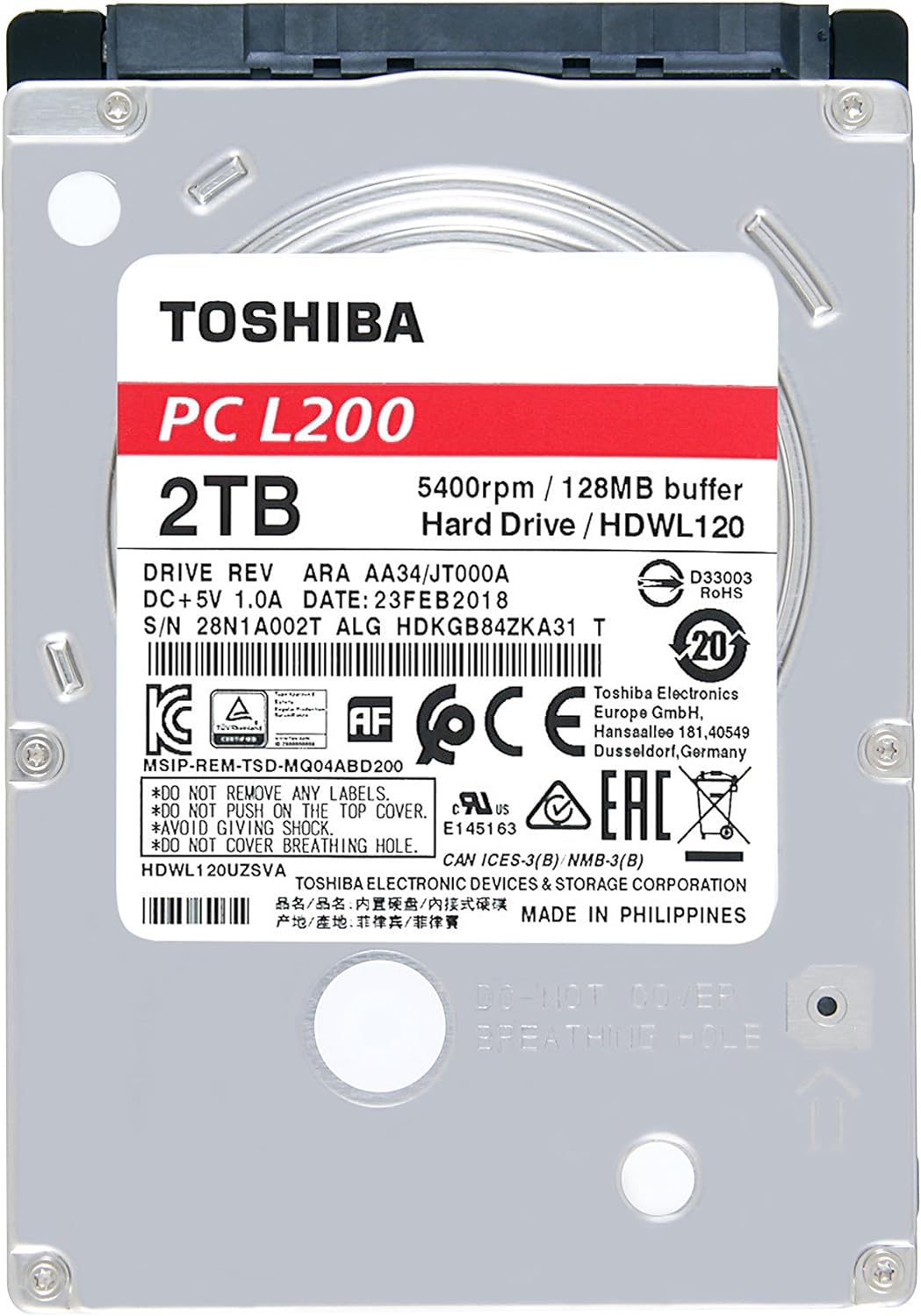 Toshiba L200 2.5" 2TB SATA 3