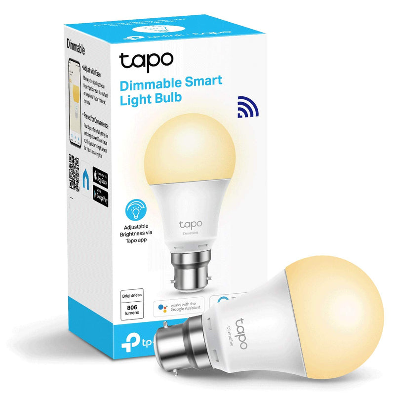 Tapo Smart Bulb, Smart Wi-Fi LED Light, B22, 8.7W, Energy saving, Works with Amazon Alexa and Google Home, Dimmable Soft Warm White, No Hub Required (Tapo L510B)  1 Count (Pack of 1) Dimmable Soft War