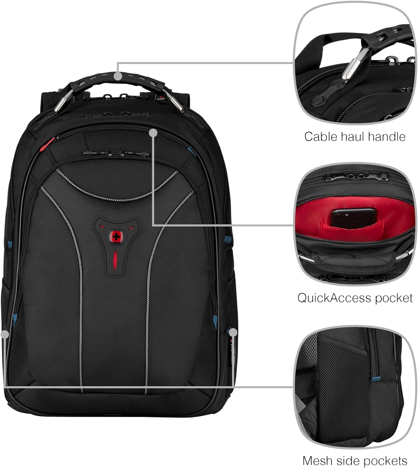Wenger 600637 CARBON 17 Inch MacBook Pro Backpack, Padded Laptop Compartment with Case-Stabilising Platform in Blue {30 Litre}
