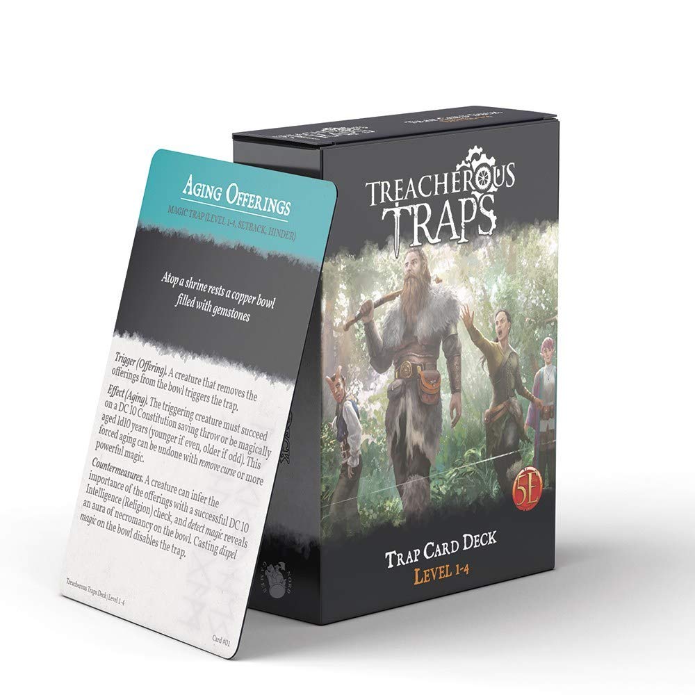Dungeons and Dragons 5th Edition Deck of Cards – Treacherous Trap Deck: Lvl 1-4 by Nord Games – 50 Cards - Games for Adults and Kids – DND Books – Gaming Accessories - Compatible with D&D 5e