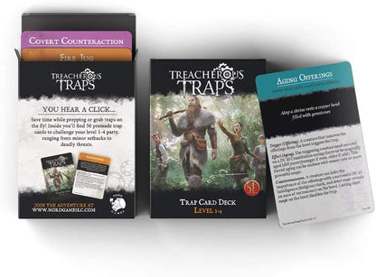 Dungeons and Dragons 5th Edition Deck of Cards – Treacherous Trap Deck: Lvl 1-4 by Nord Games – 50 Cards - Games for Adults and Kids – DND Books – Gaming Accessories - Compatible with D&D 5e