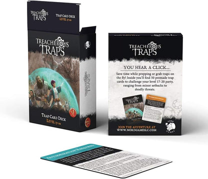 Dungeons and Dragons 5th Edition Deck of Cards – Treacherous Trap Deck: Lvl 17-20 by Nord Games – 50 Cards - Games for Adults and Kids – DND Books – Gaming Accessories - Compatible with D&D 5e