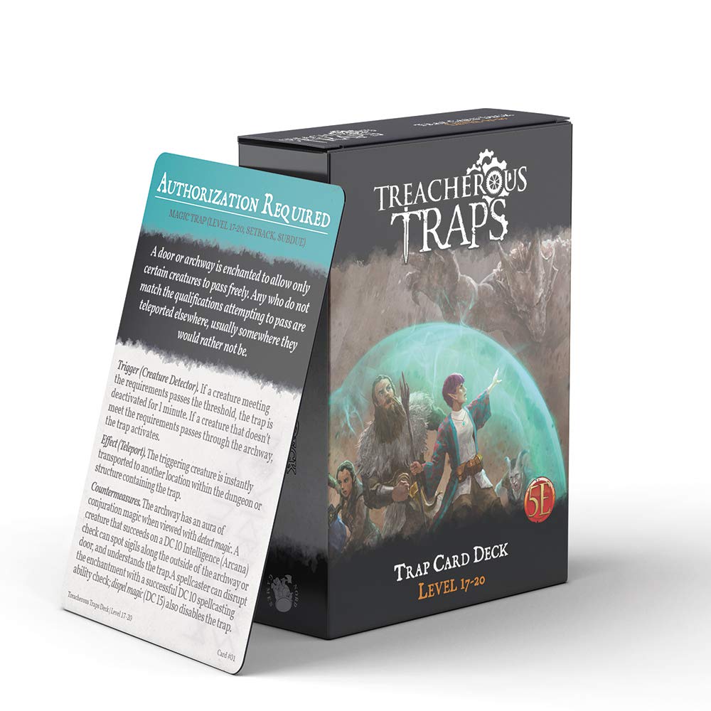 Dungeons and Dragons 5th Edition Deck of Cards – Treacherous Trap Deck: Lvl 17-20 by Nord Games – 50 Cards - Games for Adults and Kids – DND Books – Gaming Accessories - Compatible with D&D 5e