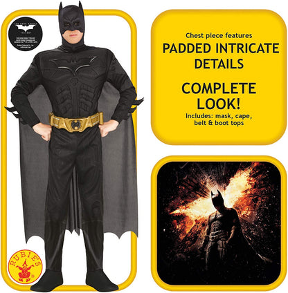 Rubie's Official DC Comics Dark Knight Rises Batman Adult Costume, Deluxe Muscle Chest Style