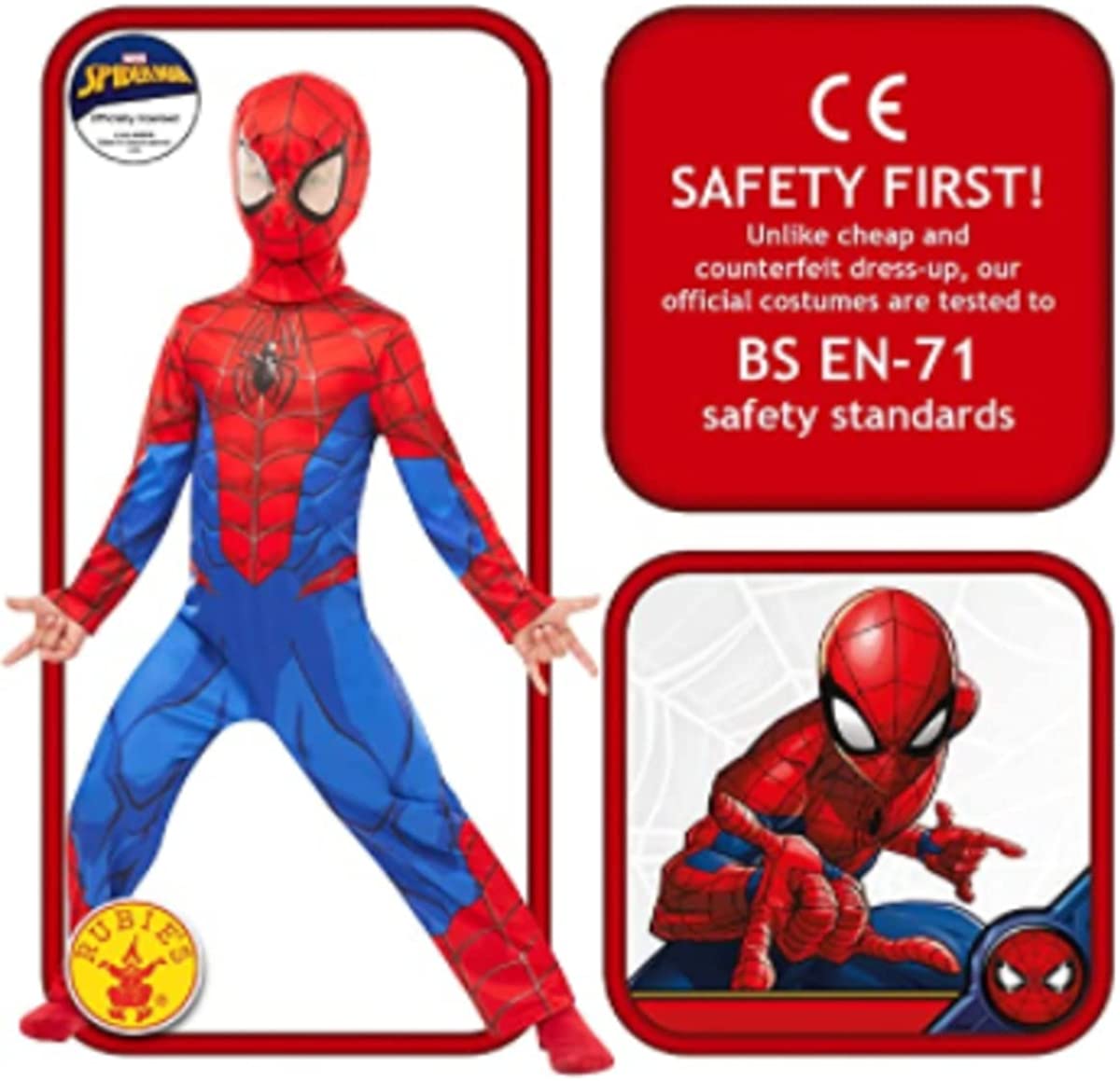 Rubie's Official Marvel Spider-Man Classic Childs Costume, Kids Superhero Fancy Dress