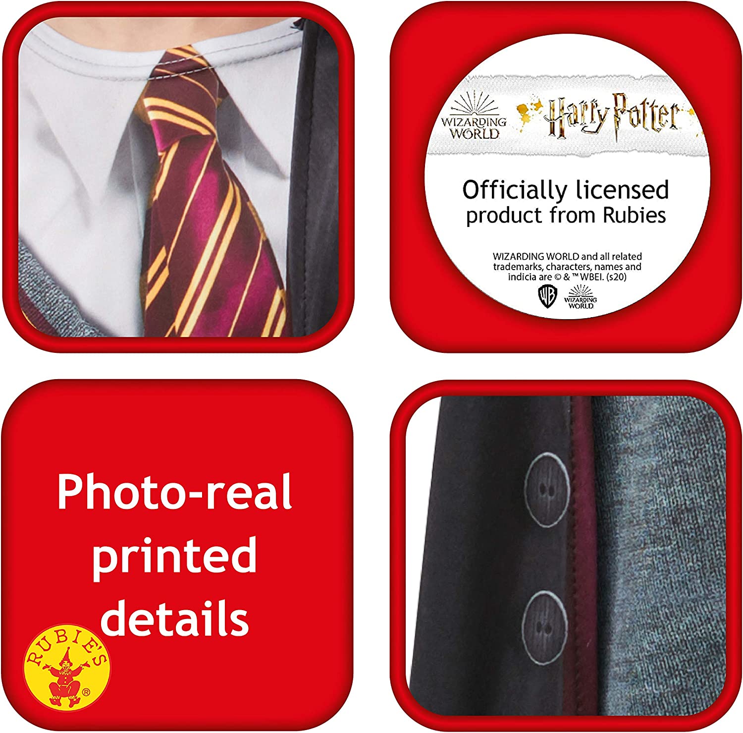 Rubie's Official Harry Potter Gryffindor Deluxe Robe Costume with Wand and Glasses, Kids Fancy Dress