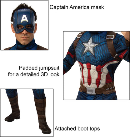 Rubie's Official Avengers Endgame Captain America, Deluxe Adult Mens Costume