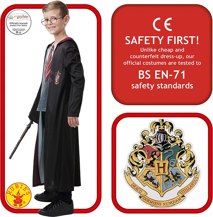 Rubie's Official Harry Potter Gryffindor Deluxe Robe Costume with Wand and Glasses, Kids Fancy Dress