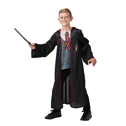 Rubie's Official Harry Potter Gryffindor Deluxe Robe Costume with Wand and Glasses, Kids Fancy Dress