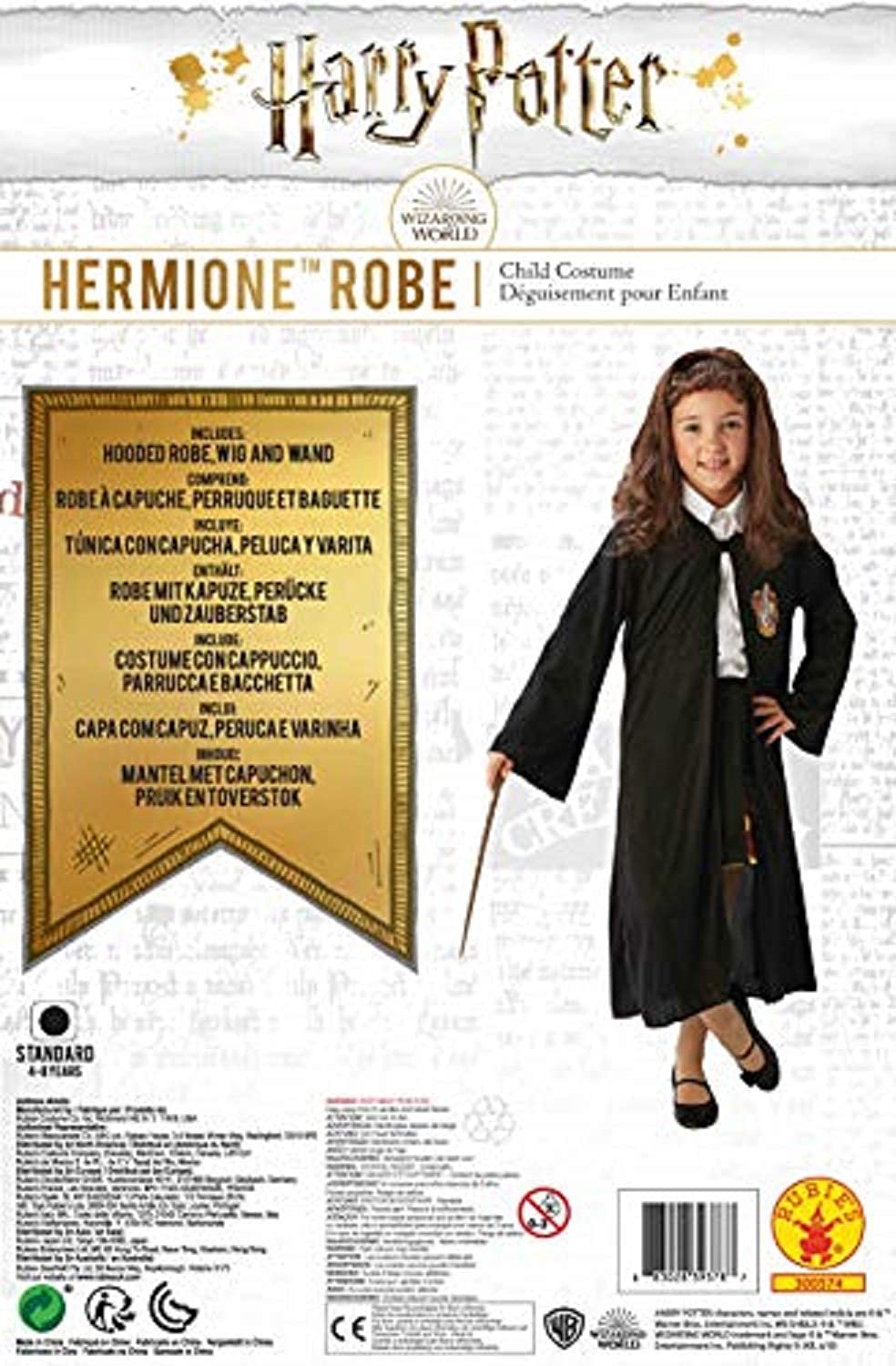 Rubie's Official Harry Potter Gryffindor Deluxe Robe Costume with Wand and Glasses, Kids Fancy Dress