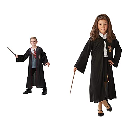 Rubie's Official Harry Potter Gryffindor Deluxe Robe Costume with Wand and Glasses, Kids Fancy Dress