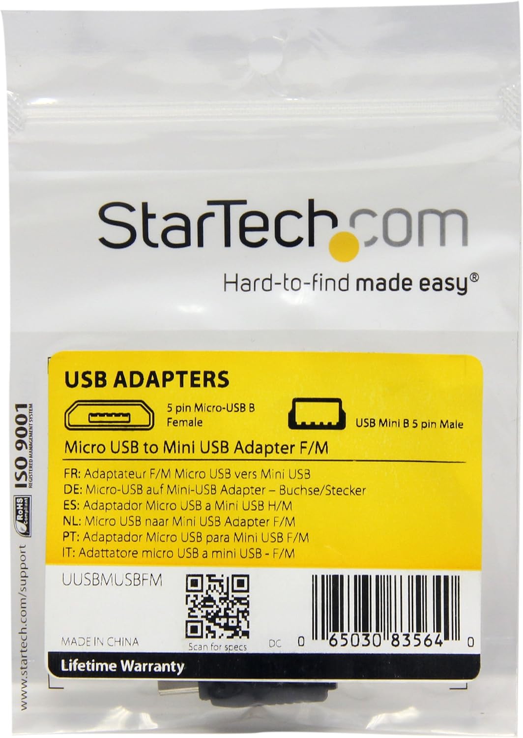 StarTech.com Micro USB to Mini USB 2.0 Adapter - Micro USB (f) to Mini USB (m) (UUSBMUSBFM