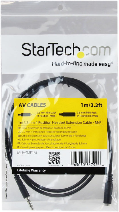 3.5Mm Stereo Extension Audio Cable - M/F - 1M Trrs Extension