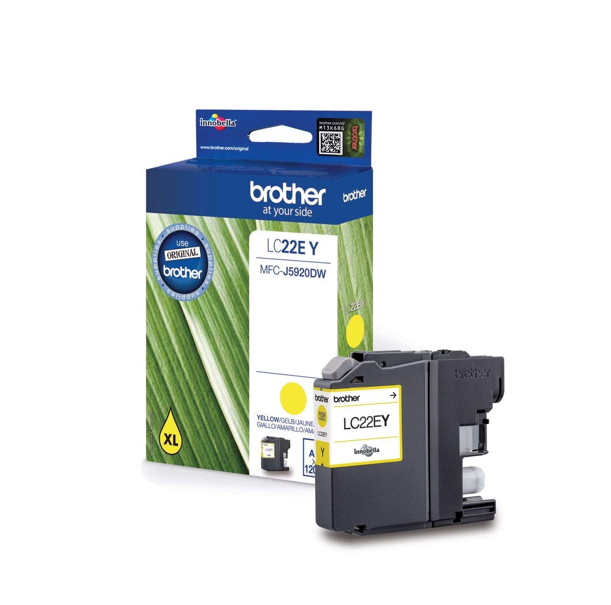 Brother LC22EY - Cartucho de tinta amarillo de larga duración (duración estimada hasta 1.200 páginas según ISO/IEC 24711)
