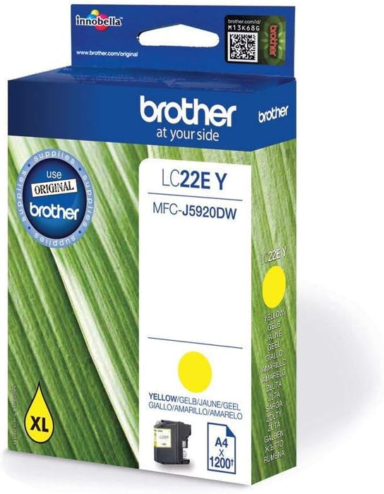 Brother LC22EY - Cartucho de tinta amarillo de larga duración (duración estimada hasta 1.200 páginas según ISO/IEC 24711)