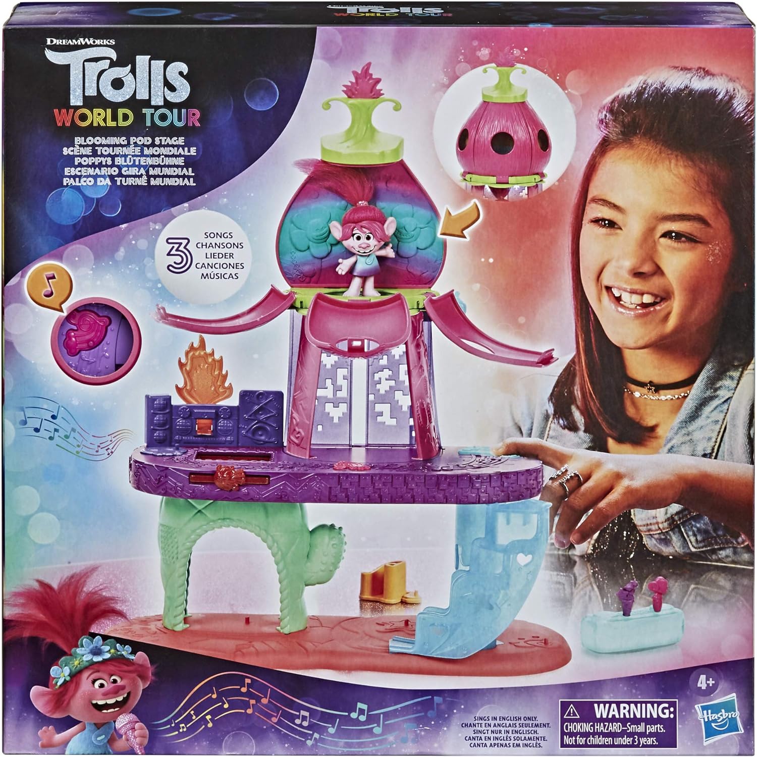 DreamWorks Trolls World Tour Blooming Pod Stage Musical Toy, Plays 3 Different Songs, Playset for Girls and Boys 4 Years and Up
