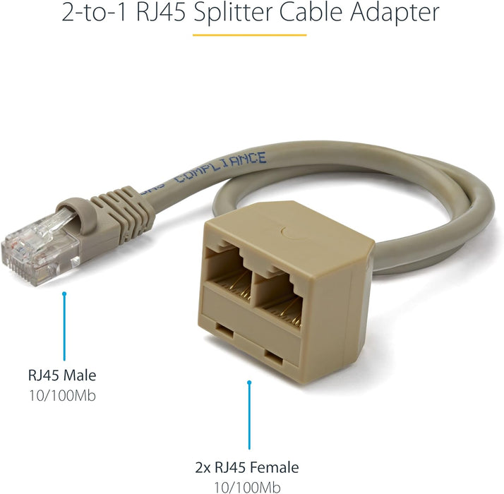 StarTech.com 2-to-1 RJ45 10/100 Mbps Splitter/Combiner - One adapter required at each end of the connection (RJ45SPLITTER